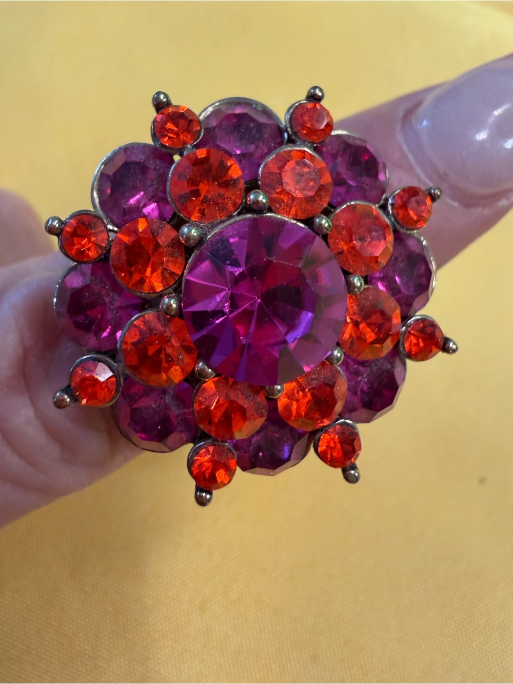 Park Lane Purple & Orange Crystal Statement Ring Size 7